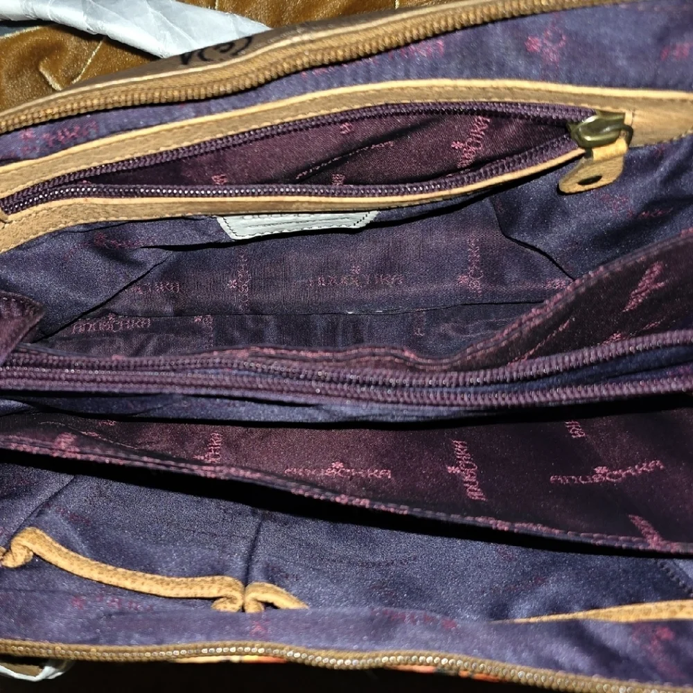 NWT Anuschka Floral Bronze Leather Bag And Matching Coin Purse Set - Picture 8 of 12